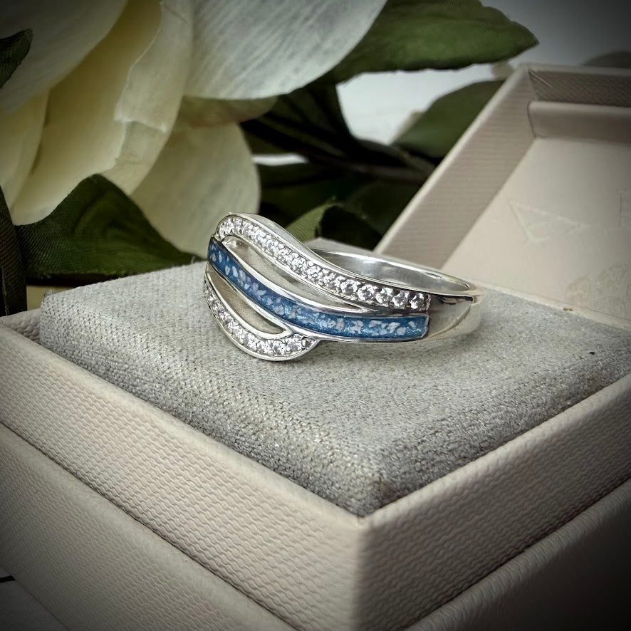 Sterling Silver Double wave Memorial Ring
