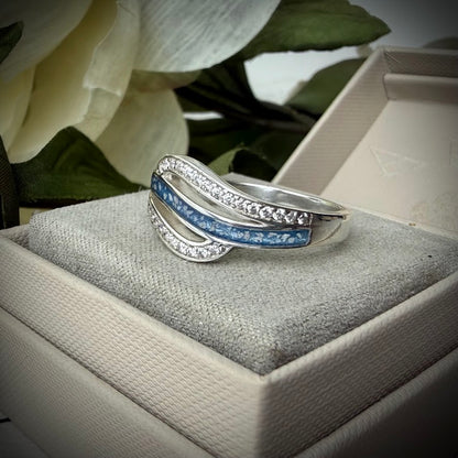 Sterling Silver Double wave Memorial Ring