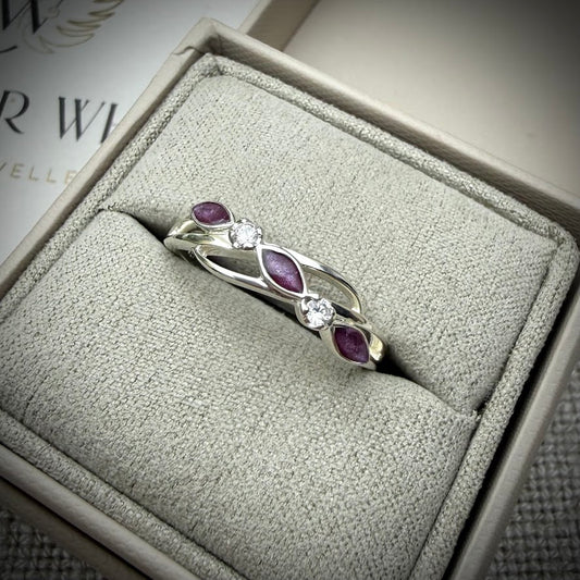 Sterling Silver Entwined Marquise Memorial Ring