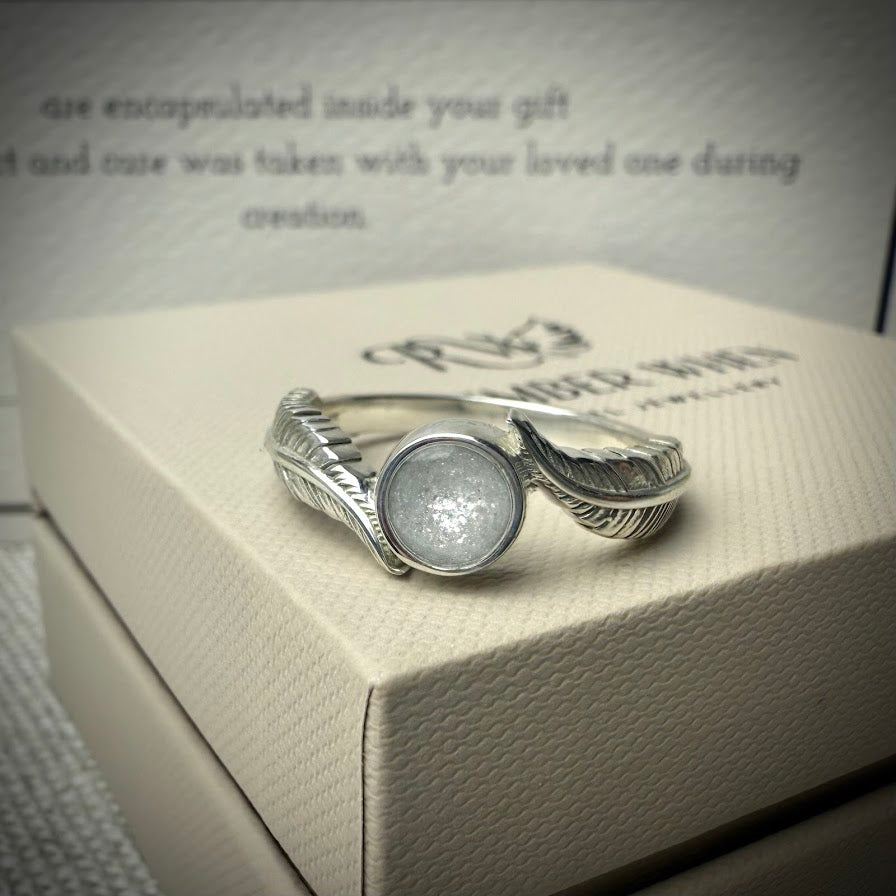 Sterling Silver Feather Memorial Ring