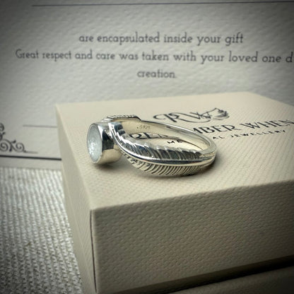 Sterling Silver Feather Memorial Ring