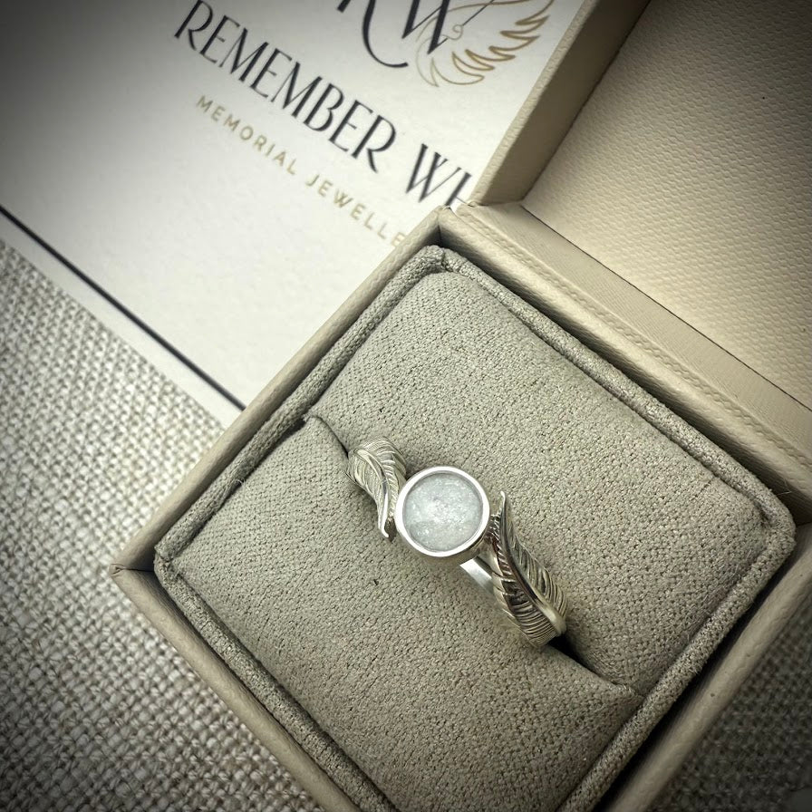 Sterling Silver Feather Memorial Ring