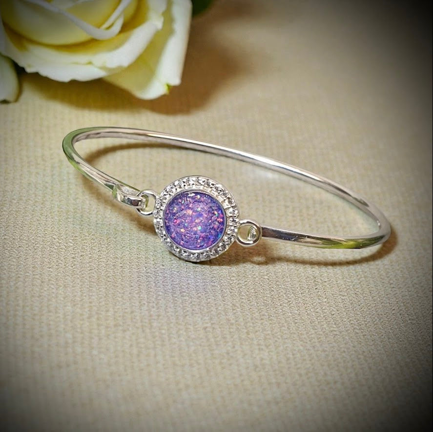 Sterling Silver Halo Memorial Bangle