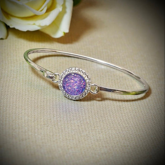 Sterling Silver Halo Memorial Bangle