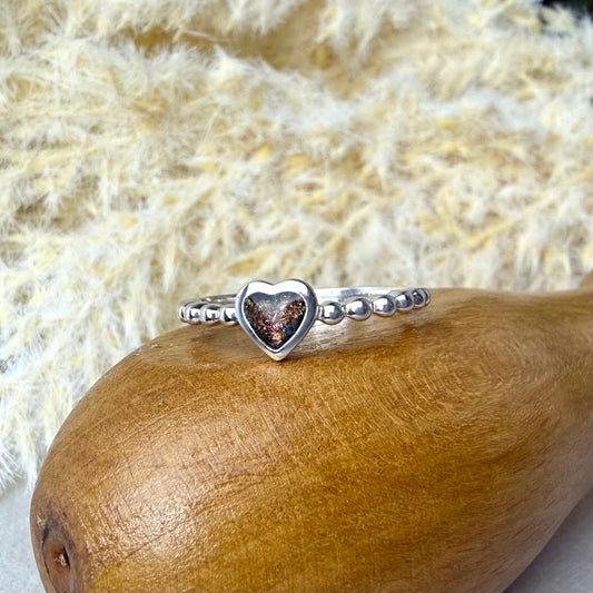 Sterling Silver Heart Bobble Memorial Ring