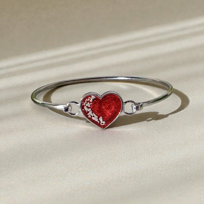 Sterling Silver Heart Memorial Bangle