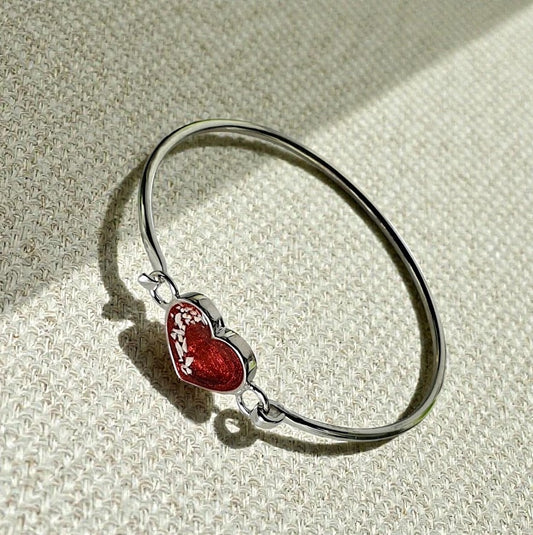Sterling Silver Heart Memorial Bangle