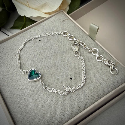 Sterling Silver Heart Twist Adjustable Memorial Bracelet
