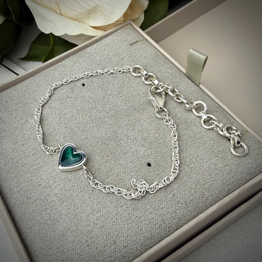 Sterling Silver Heart Twist Adjustable Memorial Bracelet