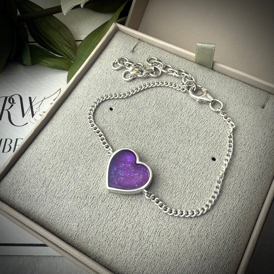 Sterling Silver Heart adjustable Memorial Bracelet