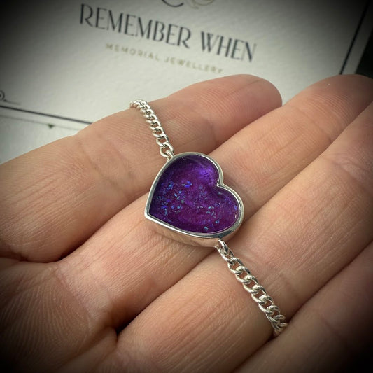 Sterling Silver Heart adjustable Memorial Bracelet