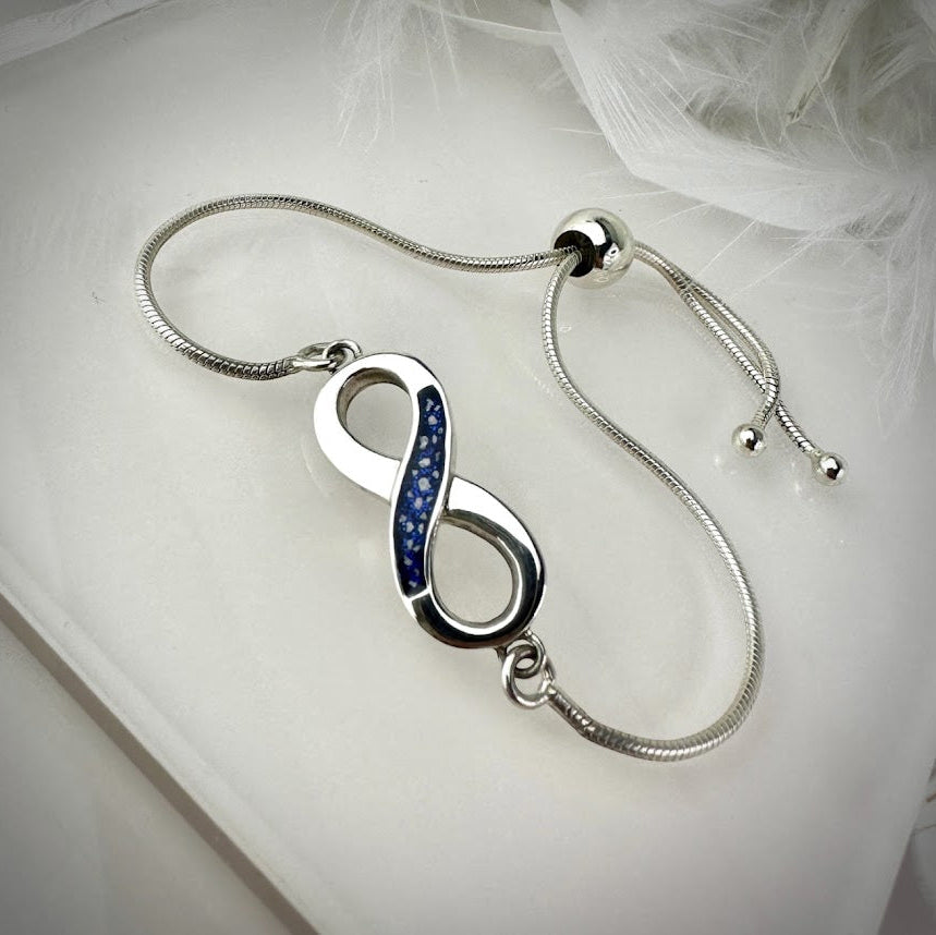 Sterling Silver Infinity Adjustable Memorial Bracelet