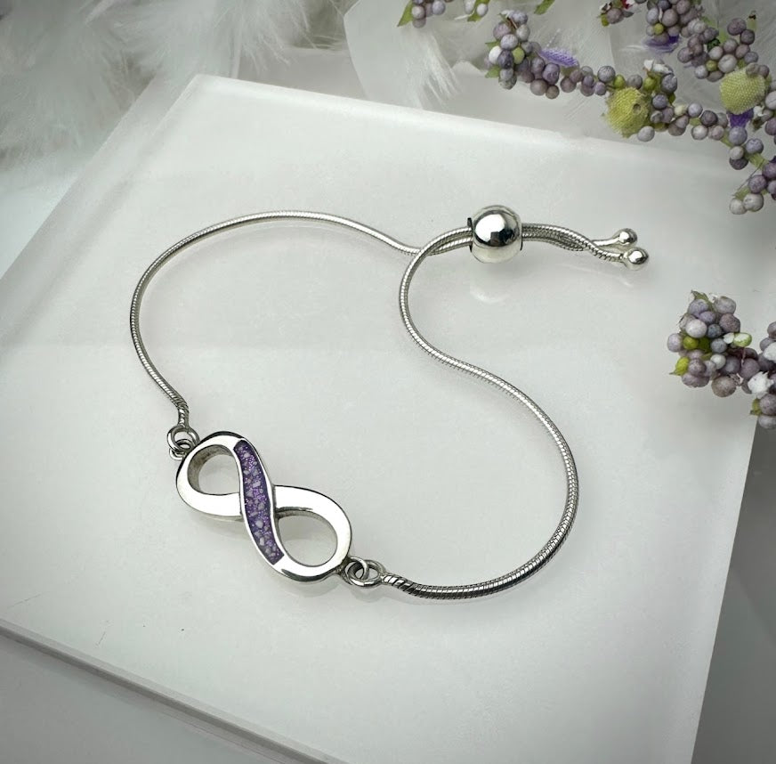 Sterling Silver Infinity Adjustable Memorial Bracelet