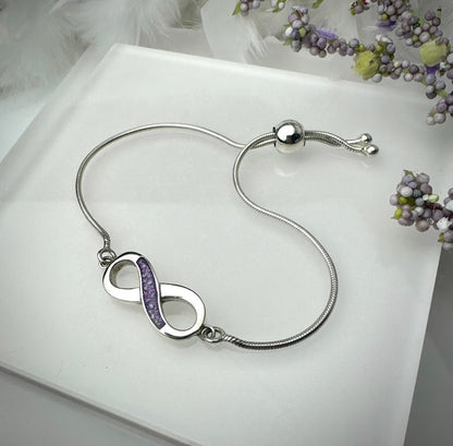 Sterling Silver Infinity Adjustable Memorial Bracelet