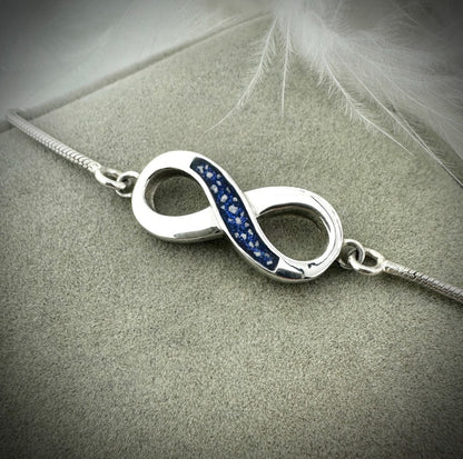 Sterling Silver Infinity Adjustable Memorial Bracelet