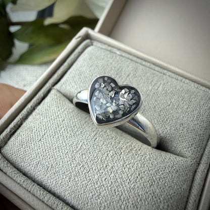 Sterling Silver Large Heart Memorial Ring