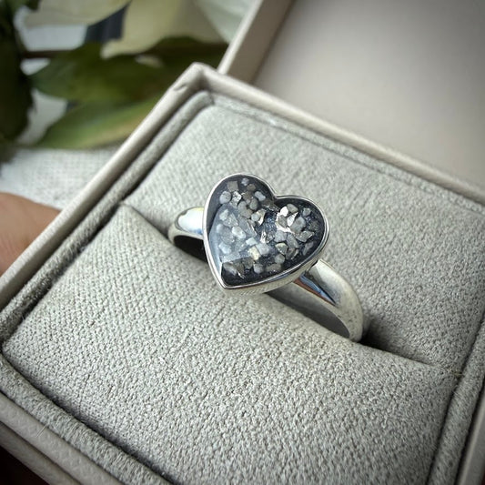 Sterling Silver Large Heart Memorial Ring