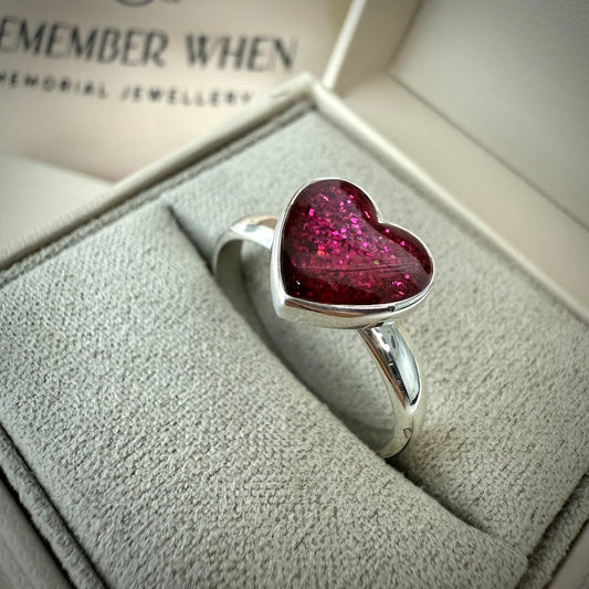 Sterling Silver Large Heart Memorial Ring