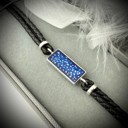 Sterling Silver Leather Braided Memorial Bracelet