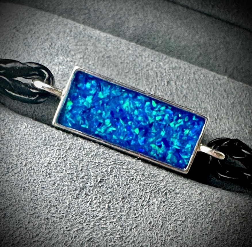 Sterling Silver Leather Braided Memorial Bracelet