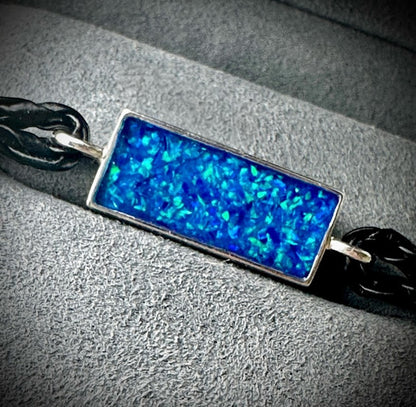 Sterling Silver Leather Braided Memorial Bracelet