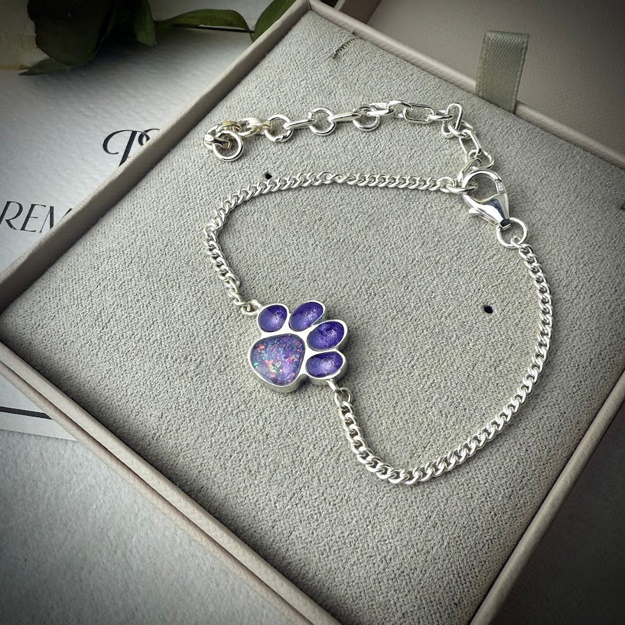 Sterling Silver Paw Adjustable Memorial Bracelet