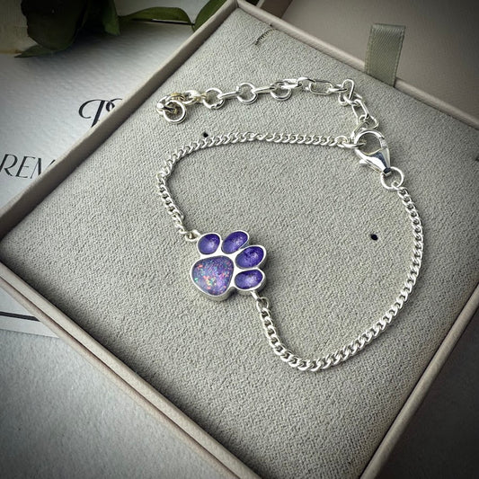 Sterling Silver Paw Adjustable Memorial Bracelet