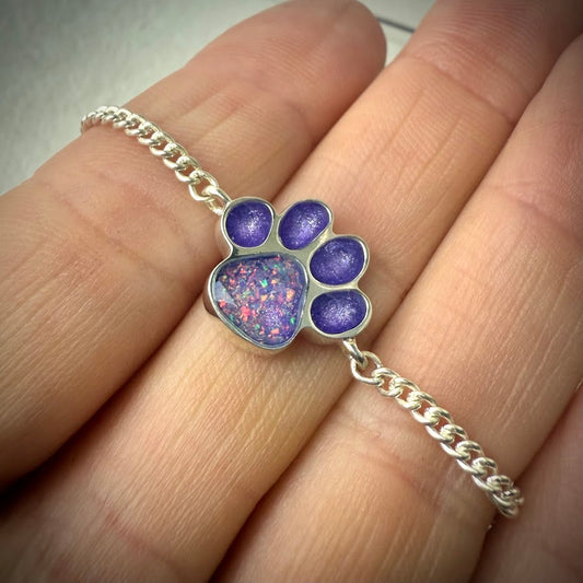 Sterling Silver Paw Adjustable Memorial Bracelet