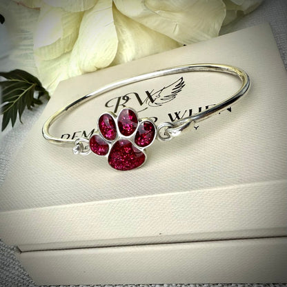 Sterling Silver Paw Memorial Bangle