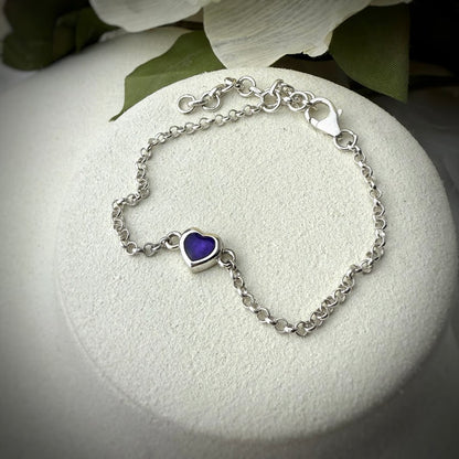 Sterling Silver Petite Heart Curb Adjustable Bracelet