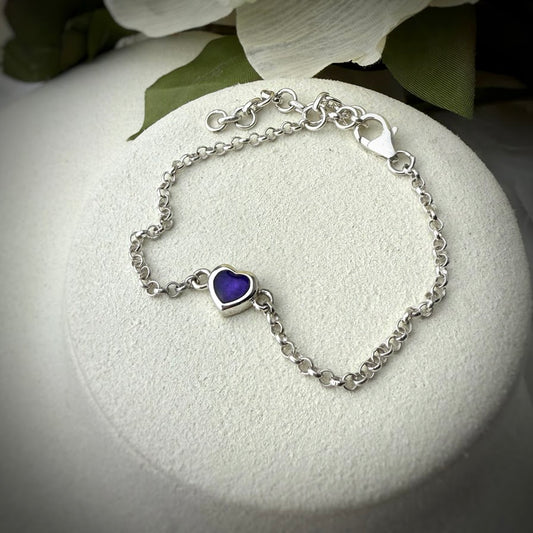 Sterling Silver Petite Heart Curb Adjustable Bracelet