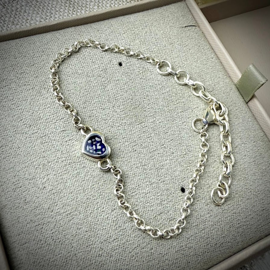 Sterling Silver Petite Heart Curb Adjustable Bracelet