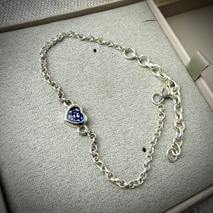 Sterling Silver Petite Heart Curb Adjustable Bracelet