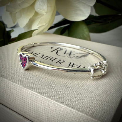 Sterling Silver Petite Heart Memorial Bangle