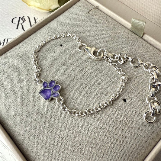 Sterling Silver Petite Paw Adjustable Memorial Bracelet