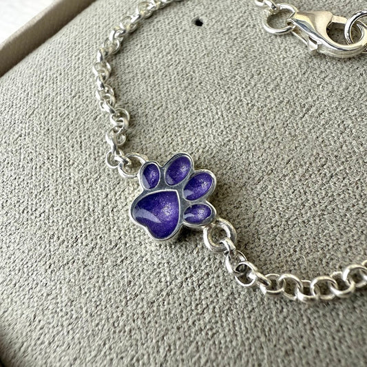 Sterling Silver Petite Paw Adjustable Memorial Bracelet