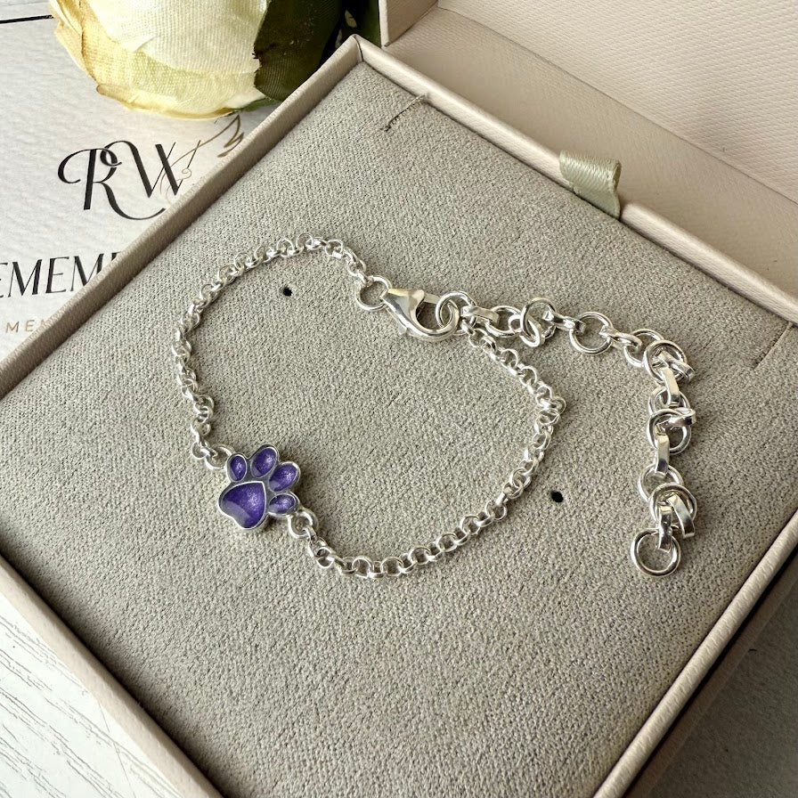 Sterling Silver Petite Paw Adjustable Memorial Bracelet