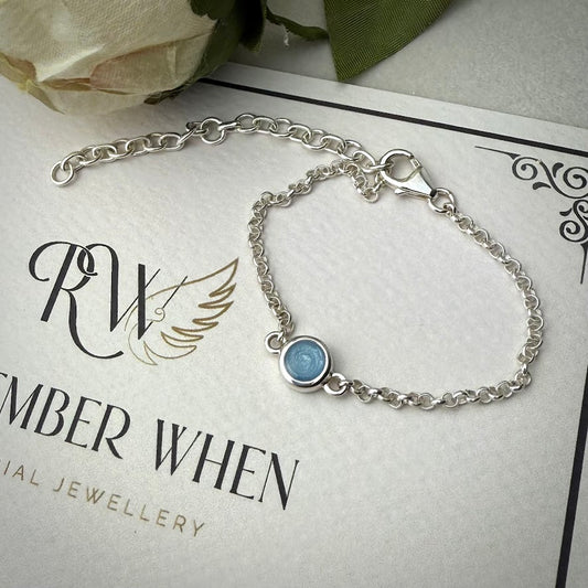 Sterling Silver Petite Round Adjustable Memorial Bracelet