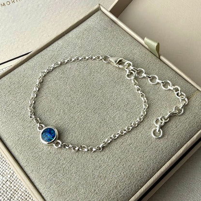 Sterling Silver Petite Round Adjustable Memorial Bracelet