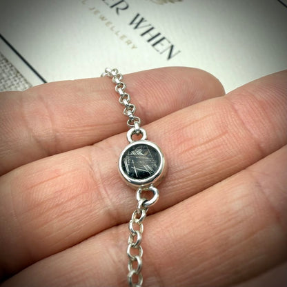 Sterling Silver Petite Round Adjustable Memorial Bracelet