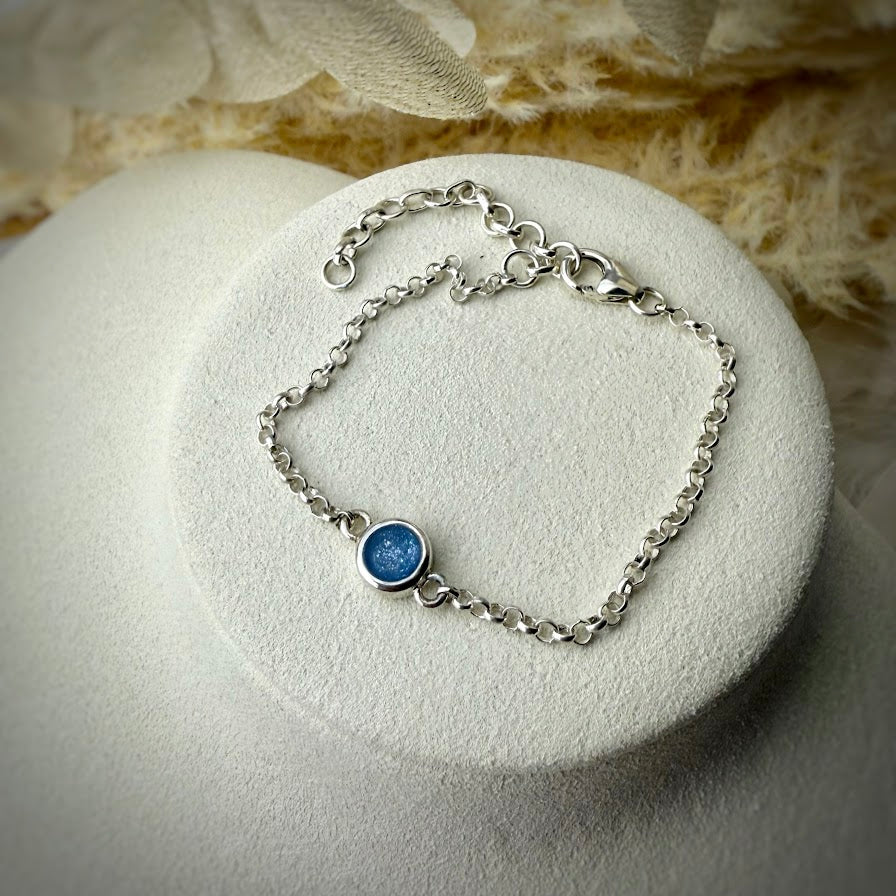 Sterling Silver Petite Round Adjustable Memorial Bracelet