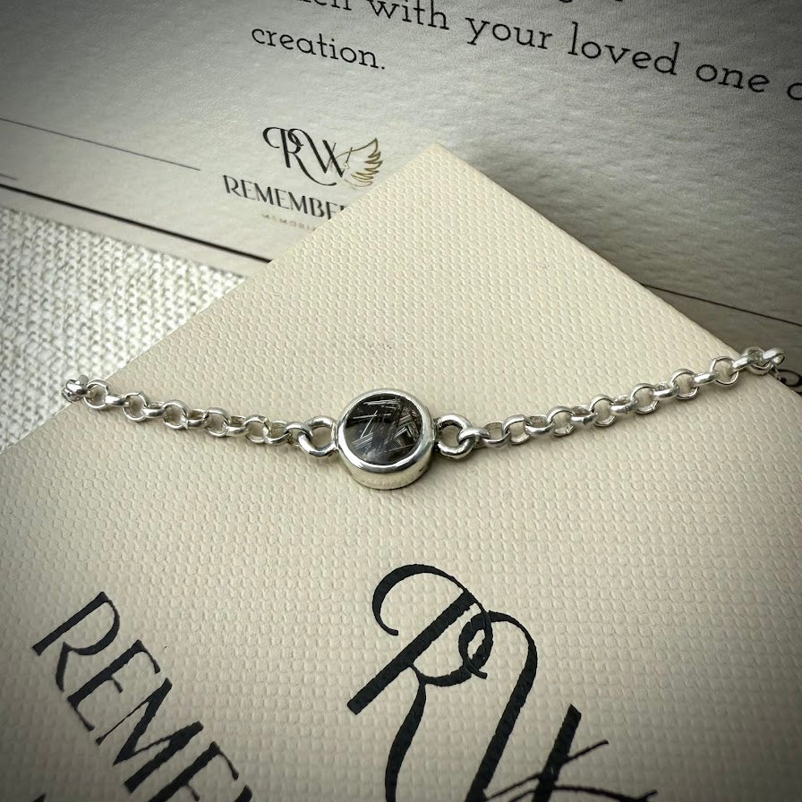 Sterling Silver Petite Round Adjustable Memorial Bracelet