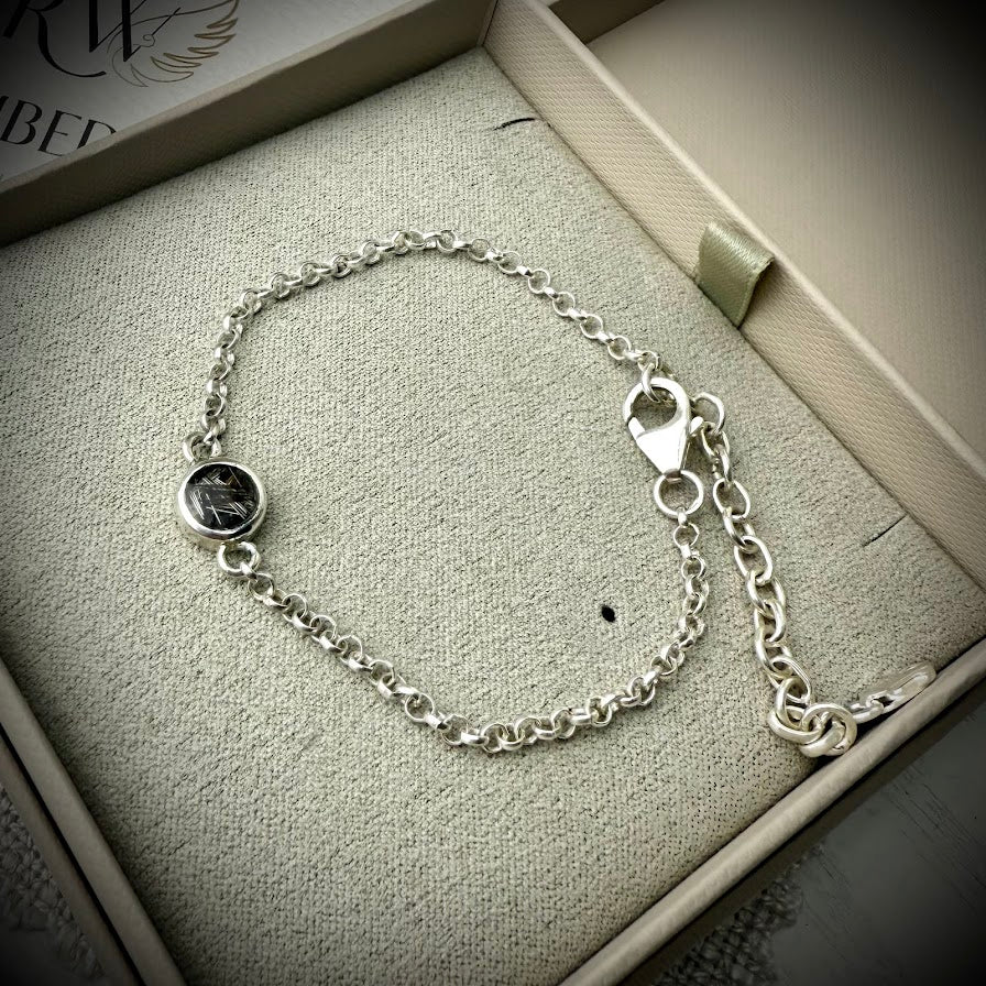 Sterling Silver Petite Round Adjustable Memorial Bracelet