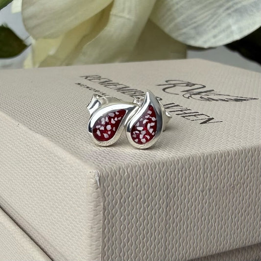 Sterling Silver Petite Teardrop Stud Memorial Earrings
