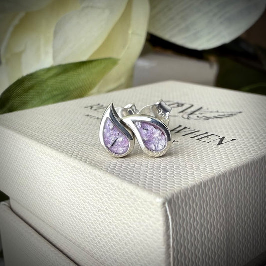 Sterling Silver Petite Teardrop Stud Memorial Earrings
