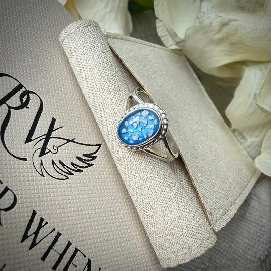 Sterling Silver Rope Edged Oval Memorial Ring