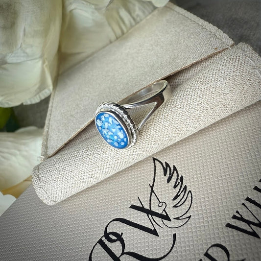Sterling Silver Rope Edged Oval Memorial Ring