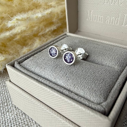 Sterling Silver Round Stud Memorial Earrings