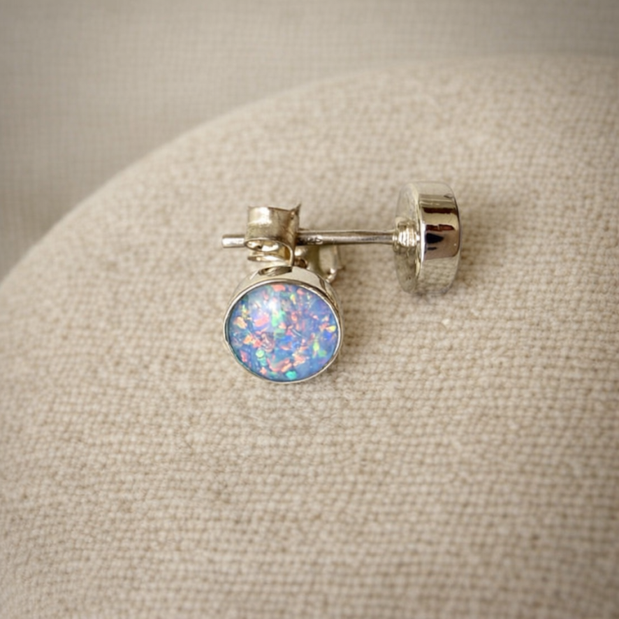 Sterling Silver Round Stud Memorial Earrings