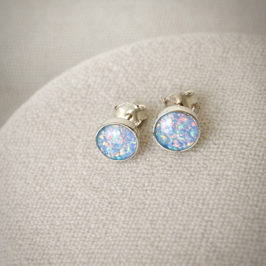 Sterling Silver Round Stud Memorial Earrings